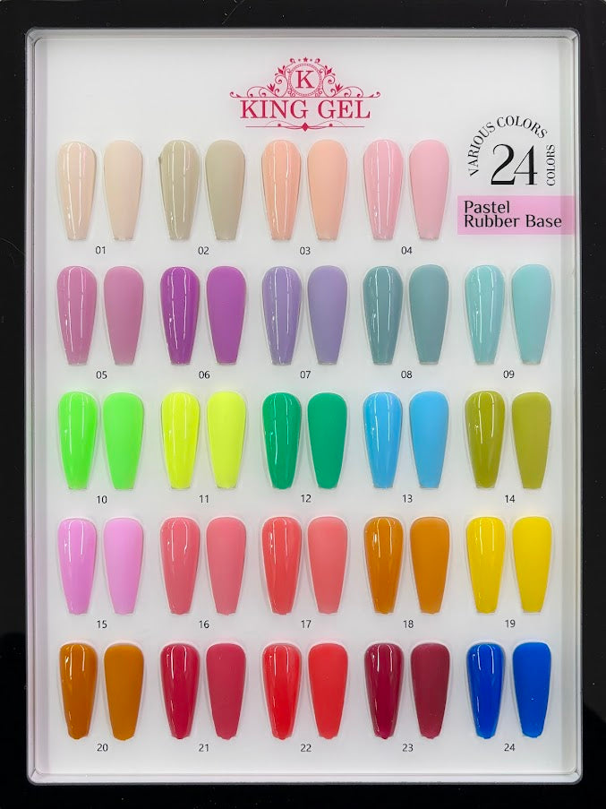 24 Gel Colors Pastel Rubber Base Collection - KingGel