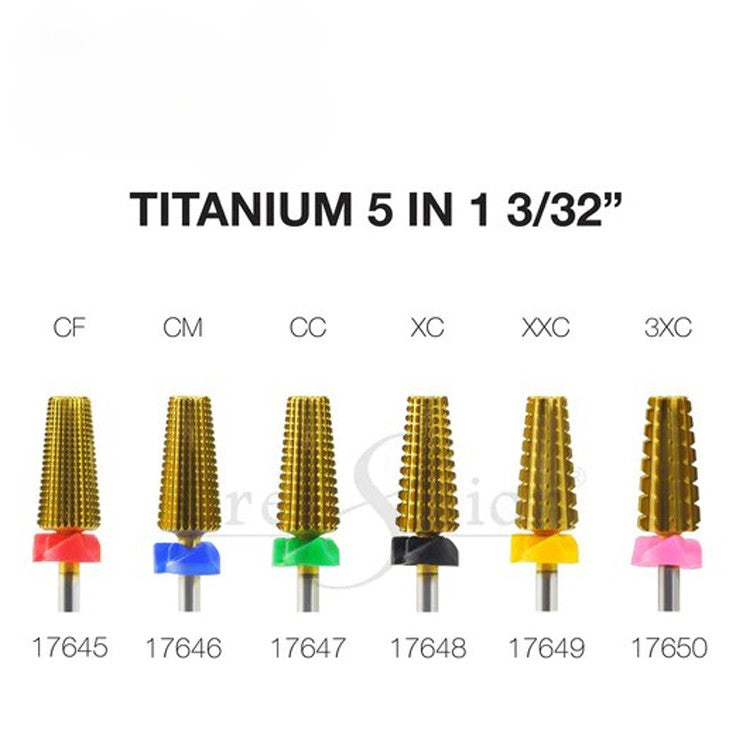 Cre8tion Gold Titanium 5-in-1 Nail Filing Bit - all six grits