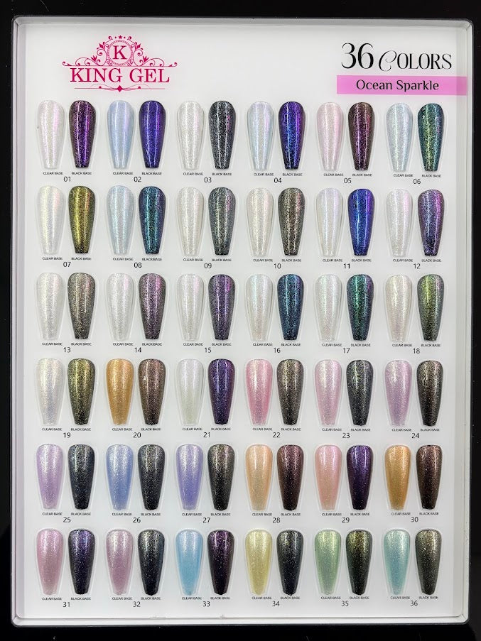 36 Gel Colors Ocean Sparkle Gel Collection - KingGel Brand