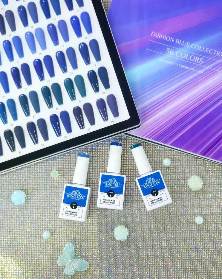 36 Colors Fashion Blue Gel Collection - KingGel Brand