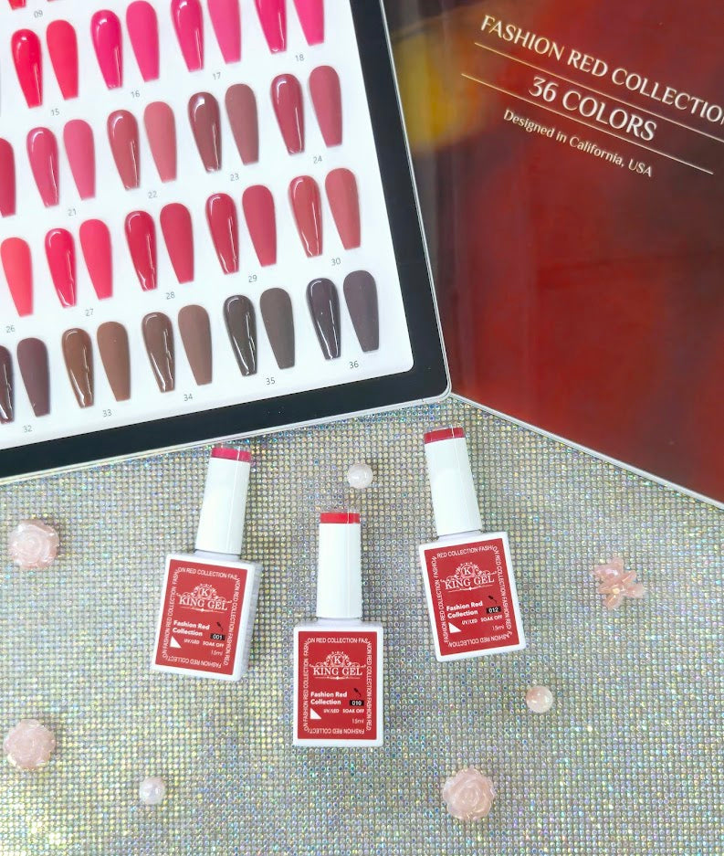 36 Colors Fashion Red Gel Collection - KingGel Brand