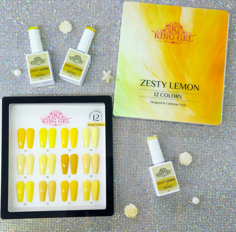 12 Colors Zesty Lemon Gel Collection - KingGel Brand