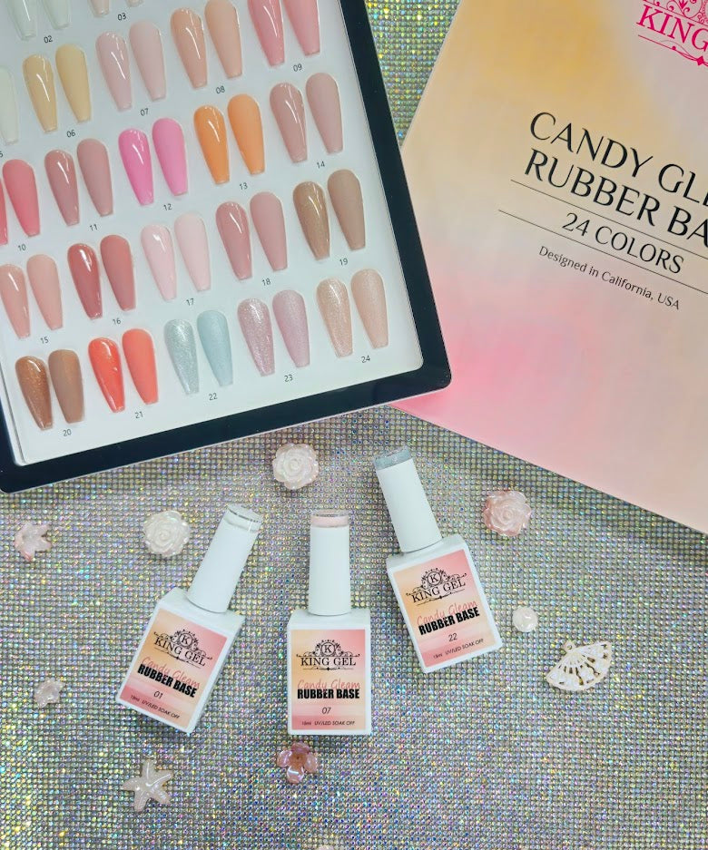24 colors Candy Gleam Rubber Base Collection - KingGel Brand