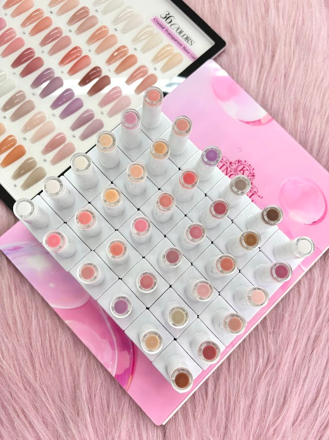 36 Gel Colors Crystal Transparent Base Gel Collection - KingGel Brand
