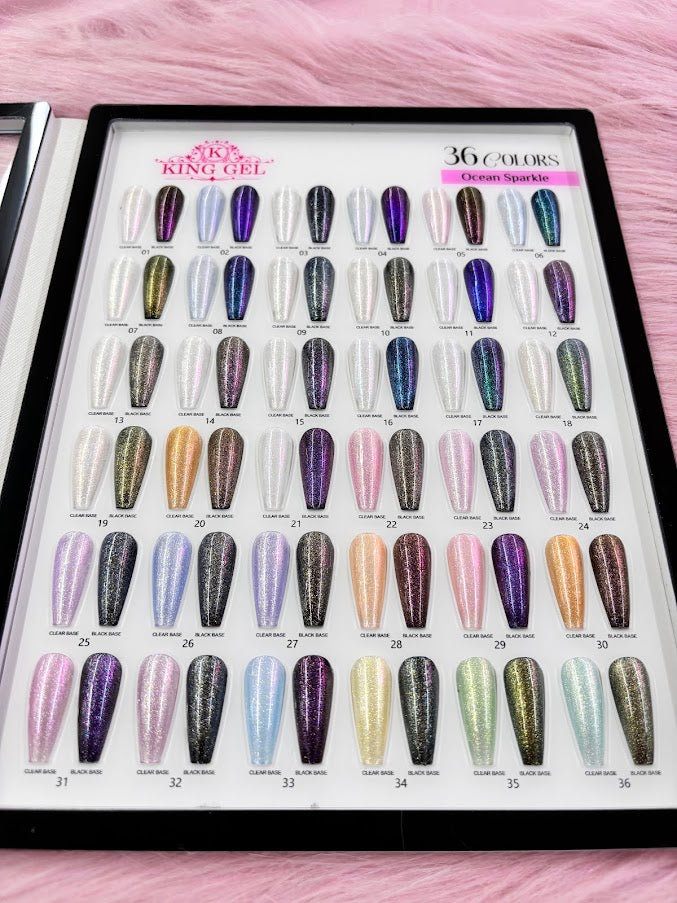 36 Gel Colors Ocean Sparkle Gel Collection - KingGel Brand