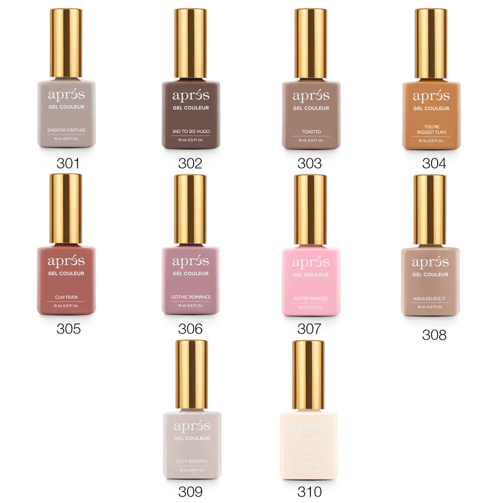 Apres - Gel Couleur (#301 - #310) - HEMA/TPO Free - Pack of 10 colors #301 - #310 at $14.50/pc