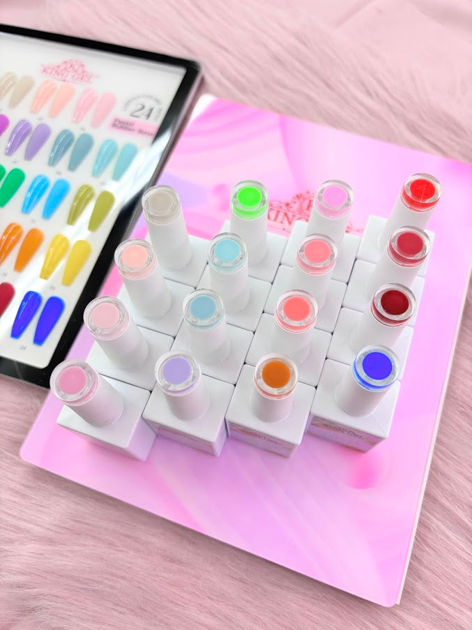 24 Gel Colors Pastel Rubber Base Collection - KingGel