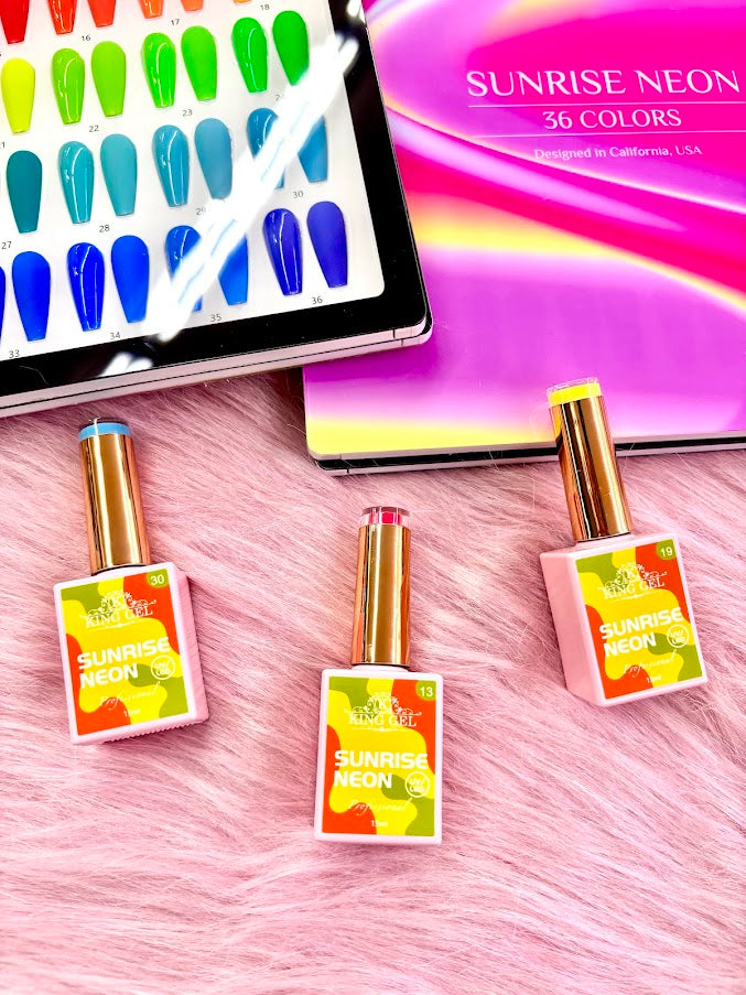 36 Gel Colors Sunrise Neon Collection - KingGel Brand