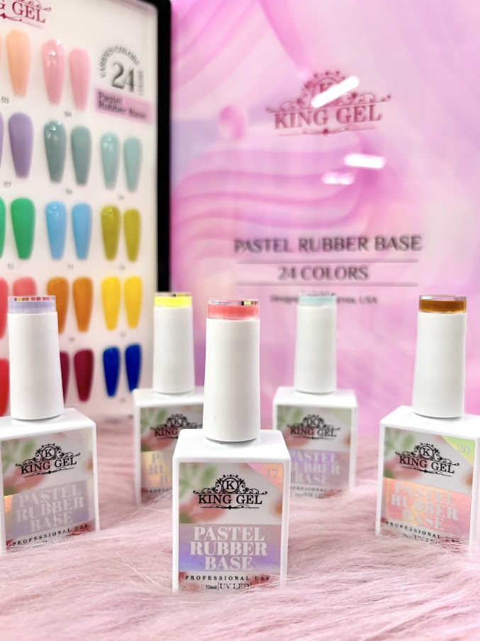 24 Gel Colors Pastel Rubber Base Collection - KingGel