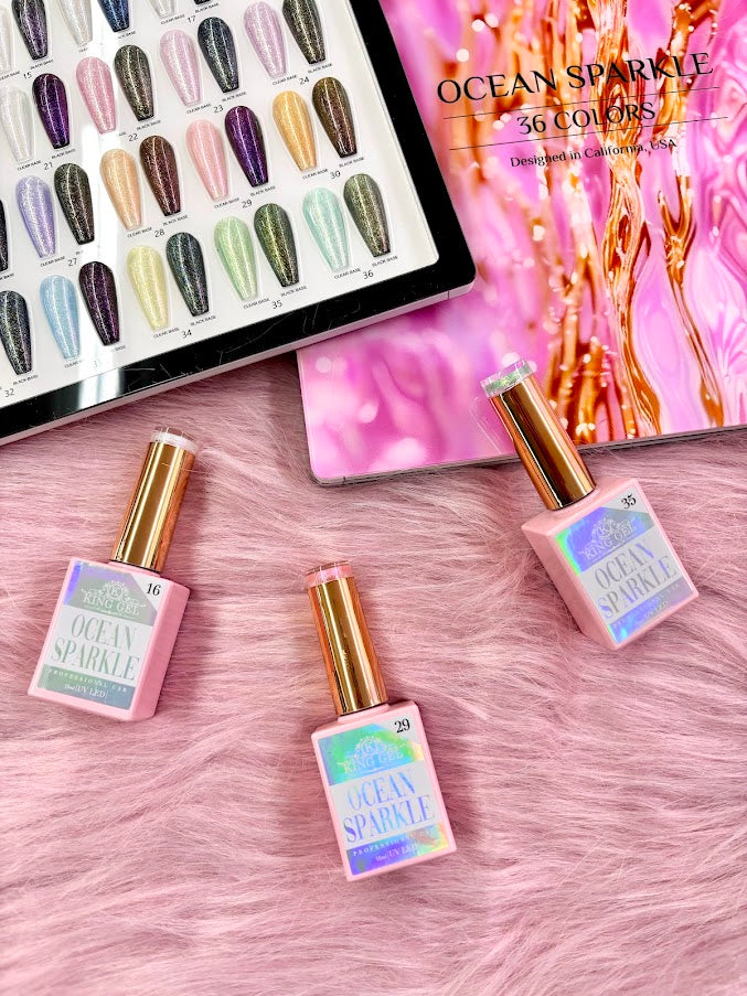 36 Gel Colors Ocean Sparkle Gel Collection - KingGel Brand