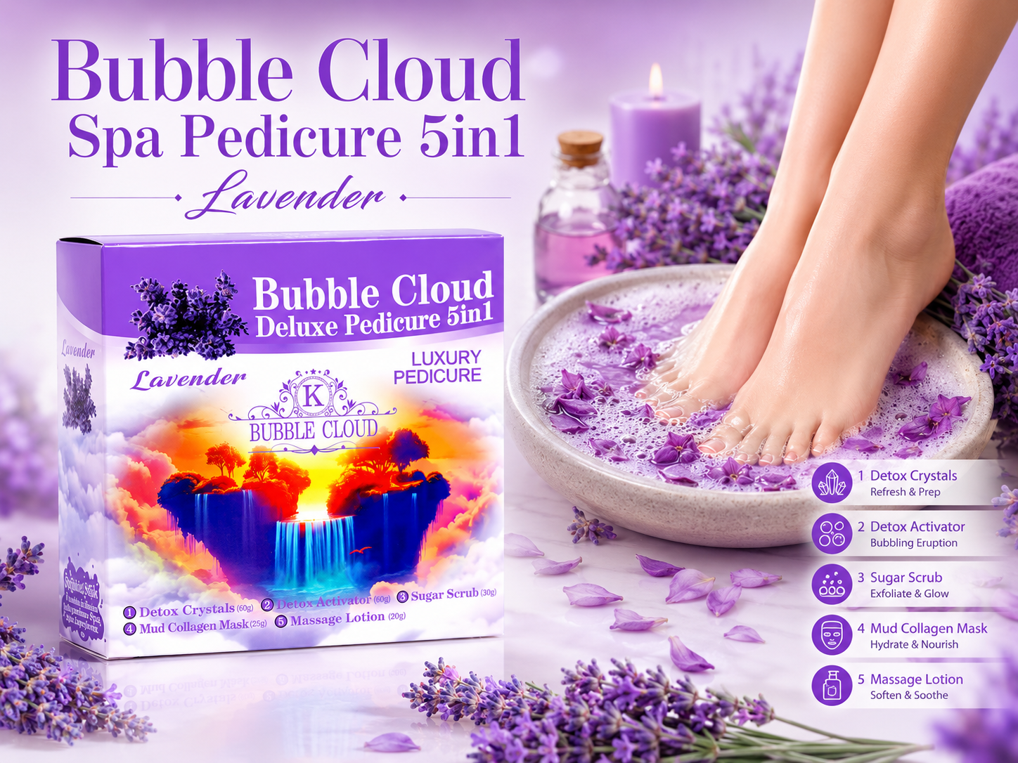 Bubble Cloud 5in1 Deluxe Pedicure Spa - 1 case (50pc)