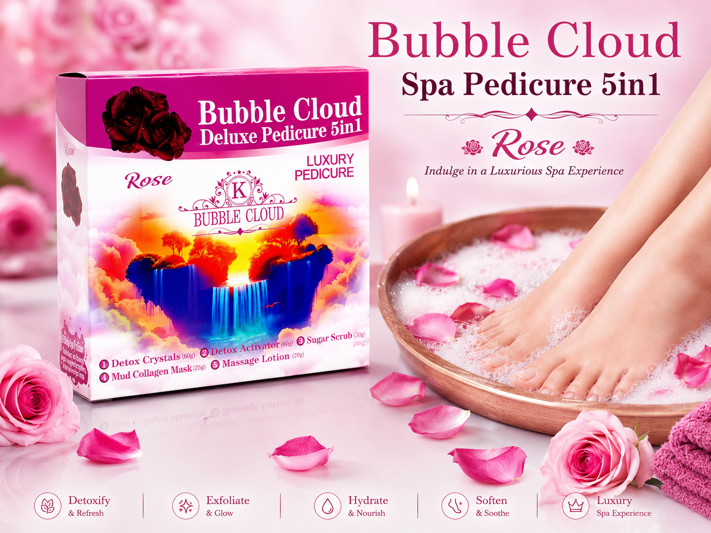 Bubble Cloud 5in1 Deluxe Pedicure Spa - 1 case (50pc)