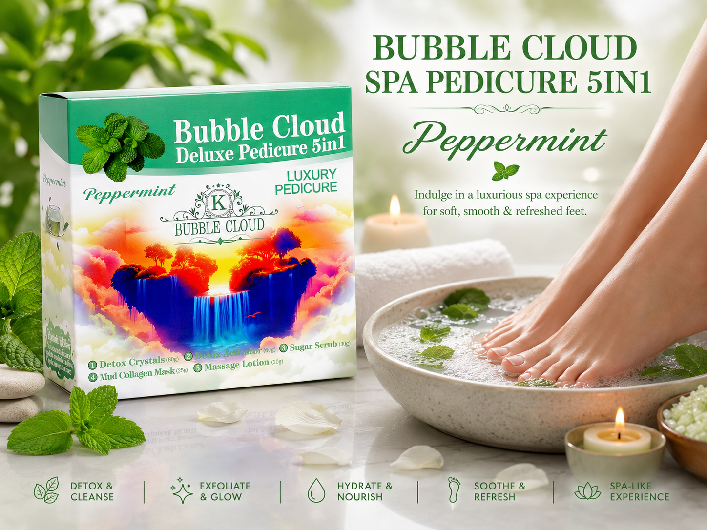 Bubble Cloud 5in1 Deluxe Pedicure Spa - 1 case (50pc)