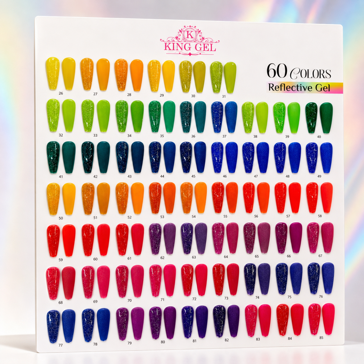 60 colors Reflective gel Collection - KingGel Brand