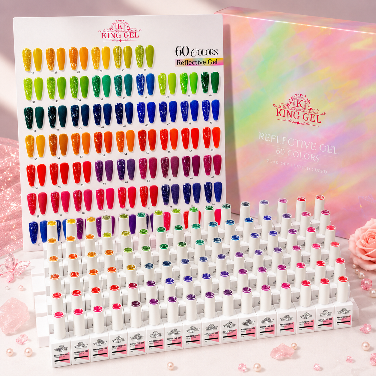 60 colors Reflective gel Collection - KingGel Brand
