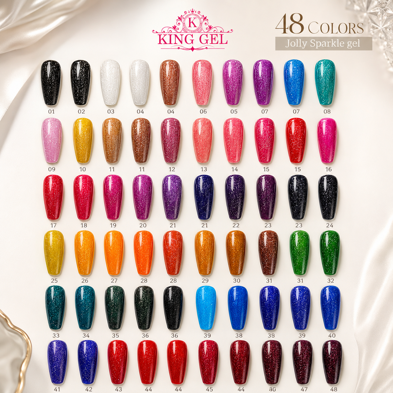 48 colors Jolly Sparkle Collection - KingGel