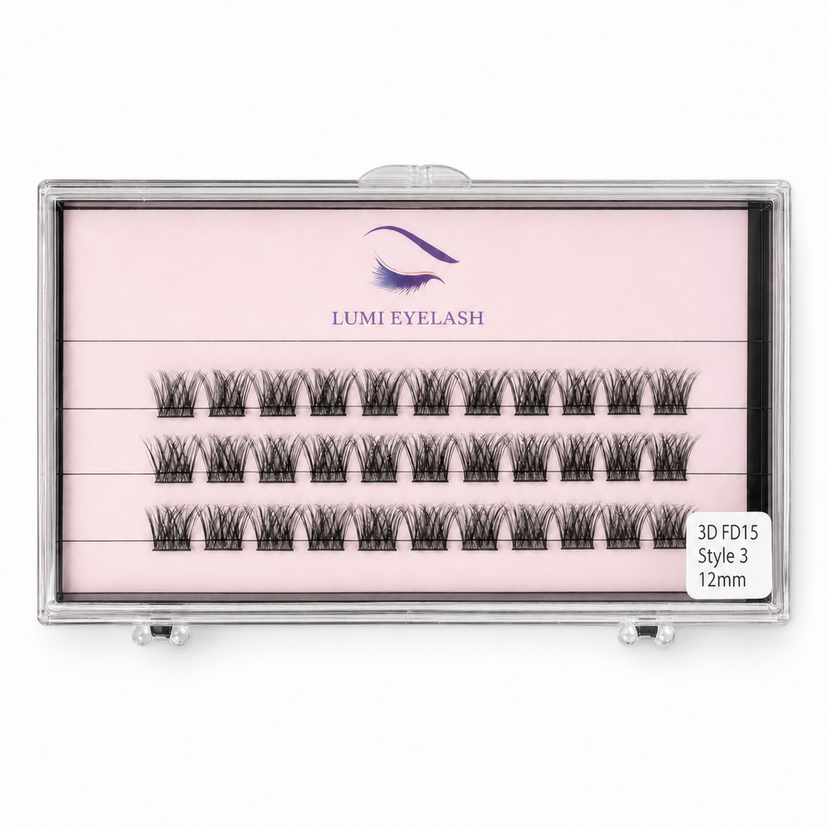 Lumi Eyelashes - 3D FD15 (Style 3) - 12mm - horizontal logo-top product photo