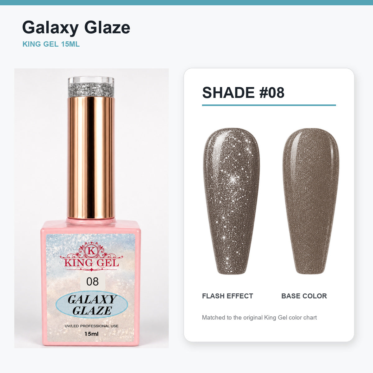 24 Colors Galaxy Glaze Collection - KingGel Brand - Shade 8 bottle and chart-matched color - Studio V2