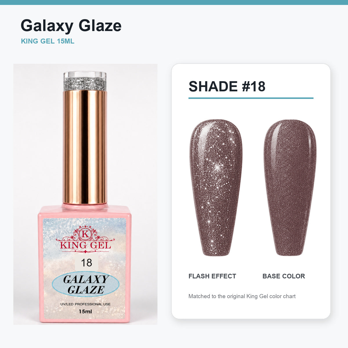 24 Colors Galaxy Glaze Collection - KingGel Brand - Shade 18 bottle and chart-matched color - Studio V2
