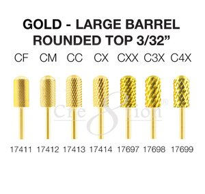 Cre8tion Gold Carbide Large Barrel Round Top Bit - seven grits