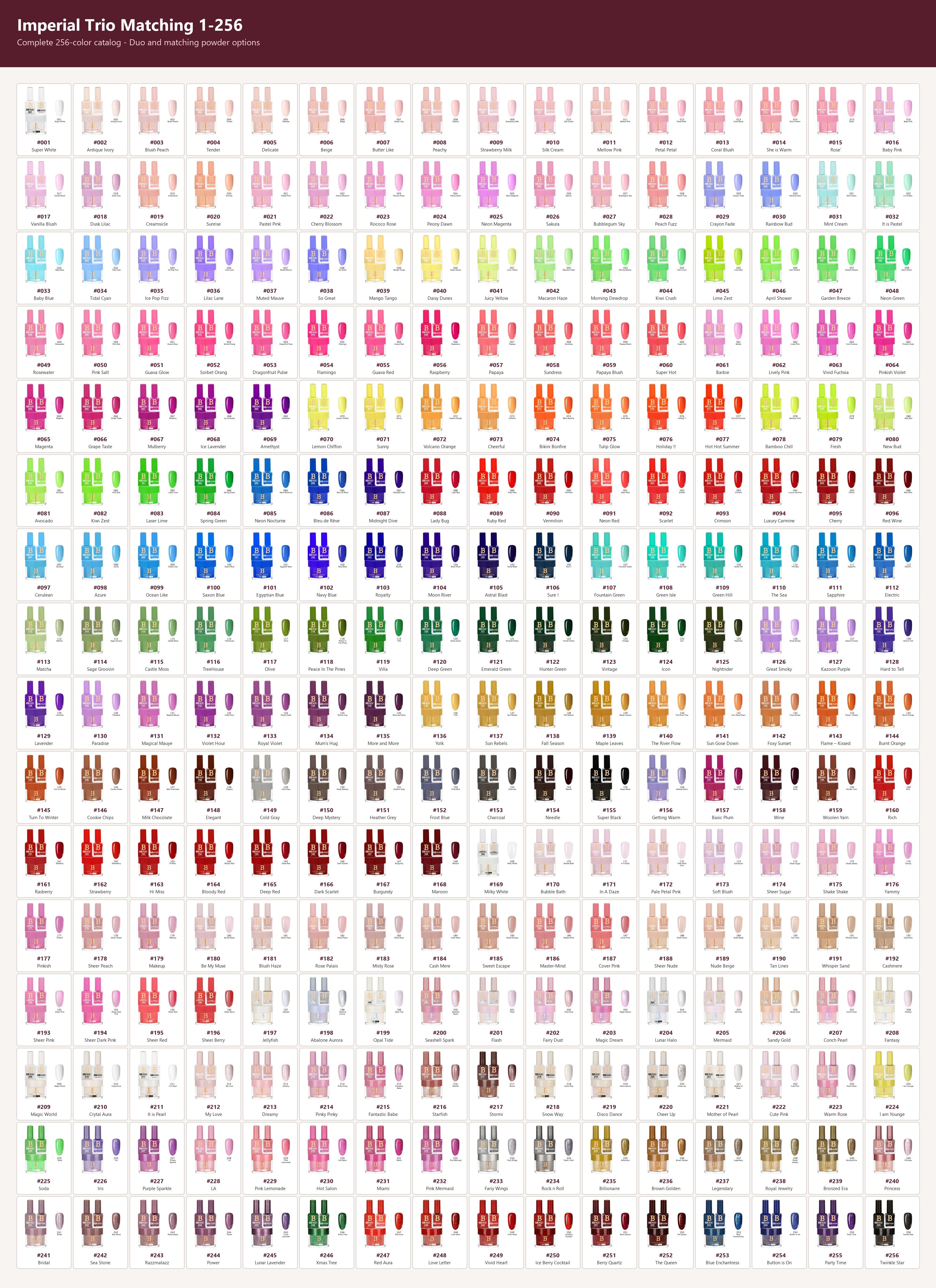 Imperial Trio Matching 256 Colors - Full Collection - Complete 256 Color Overview