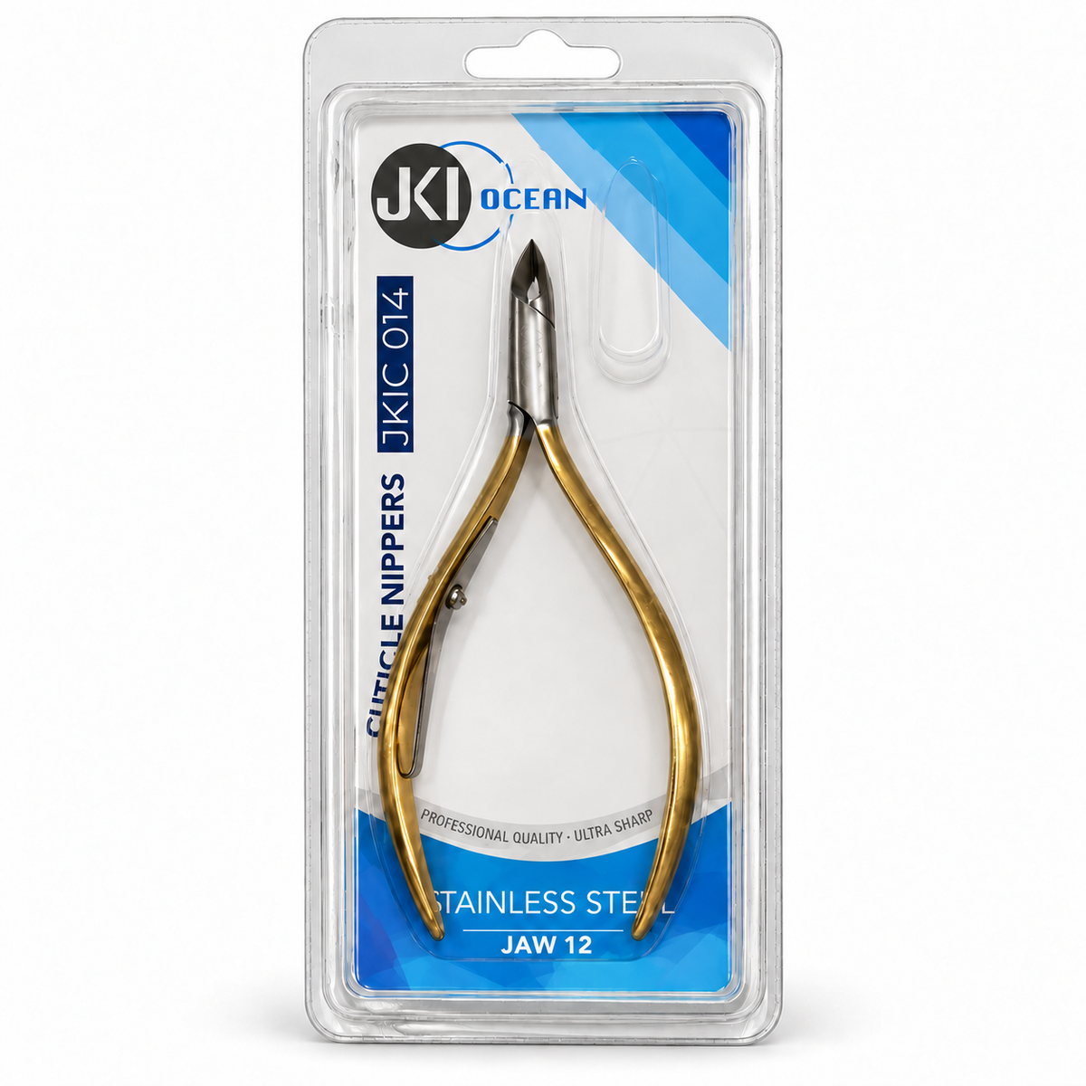 JKI Ocean JKIC014 Stainless Steel Cuticle Nipper, Jaw 12, Gold finish, retail package