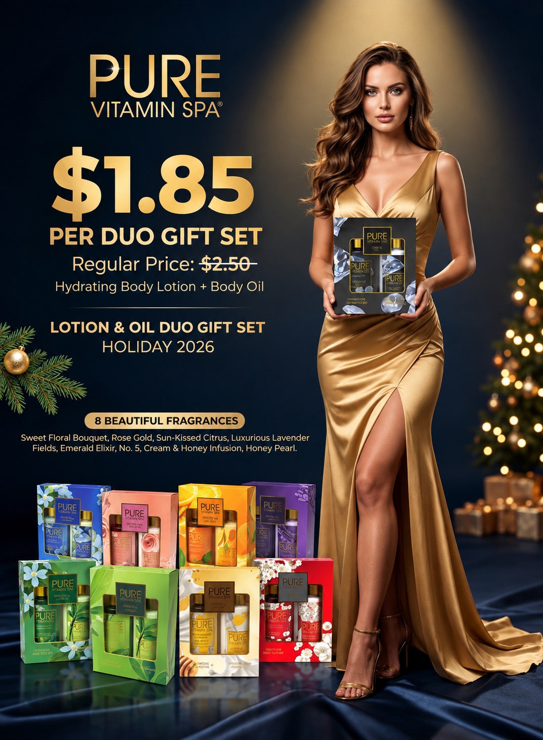 Pure Vitamin Spa Lotion and Oil Duo Gift Set, Holiday 2026, with eight fragrance options