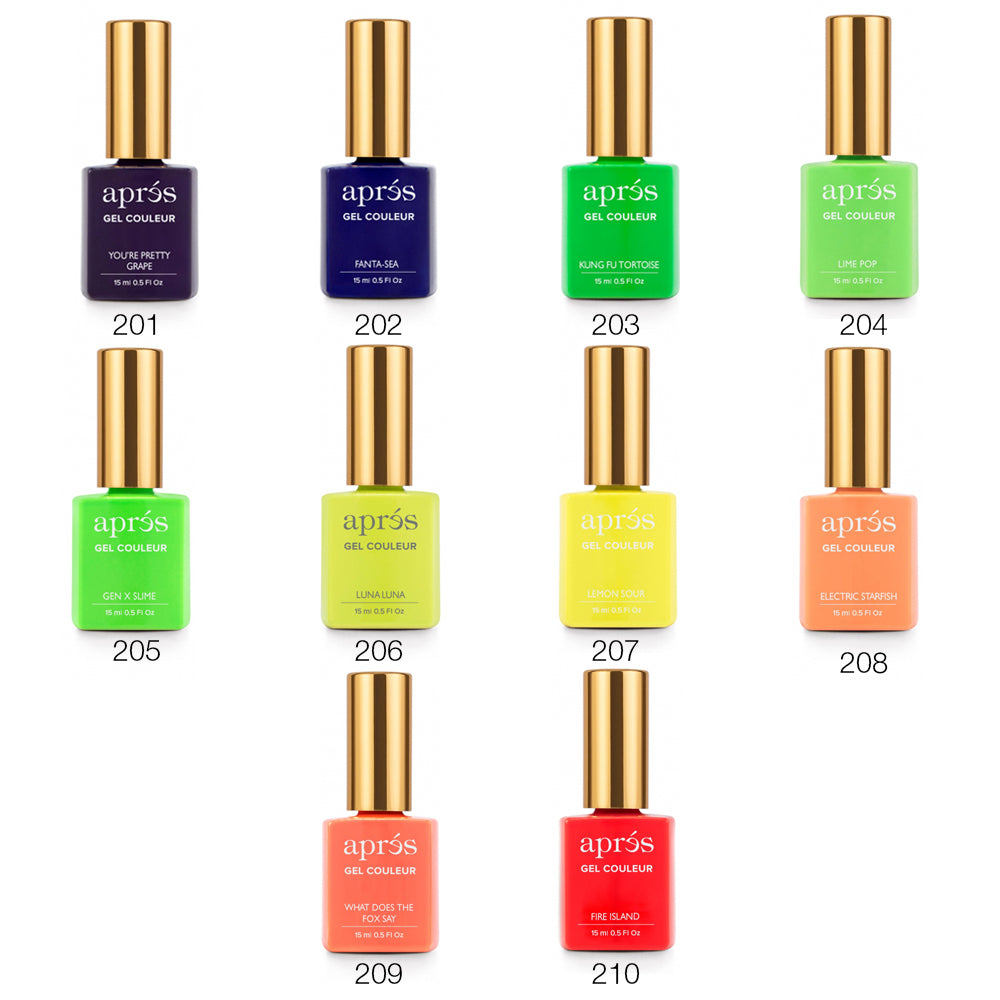 Apres - Gel Couleur (#201 -#210) - HEMA/TPO Free - Pack of 10 colors #201 - #210 at $14.50/pc