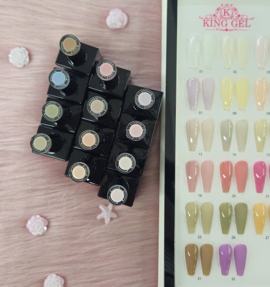 32 Colors Milky Pink Gel Collection - KingGel Brand