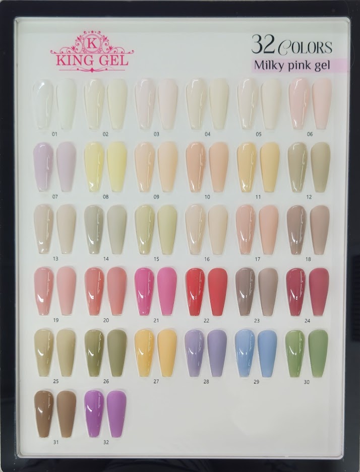 32 Colors Milky Pink Gel Collection - KingGel Brand