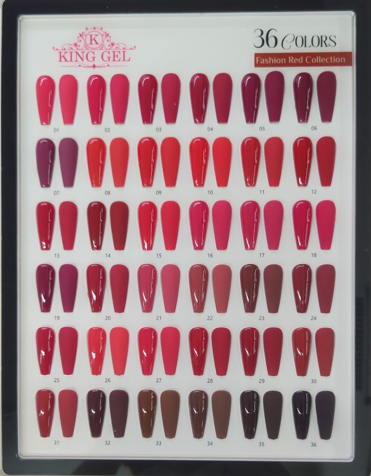 36 Colors Fashion Red Gel Collection - KingGel Brand