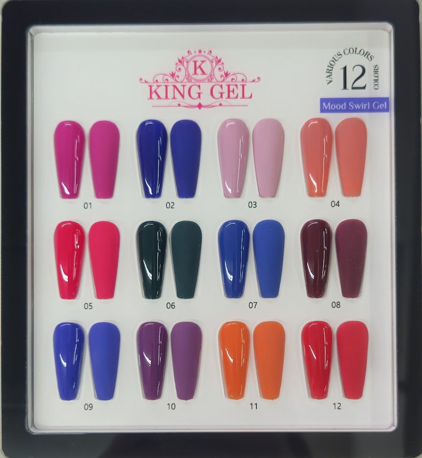 12 Colors Mood Swirl Gel Collection - KingGel Brand