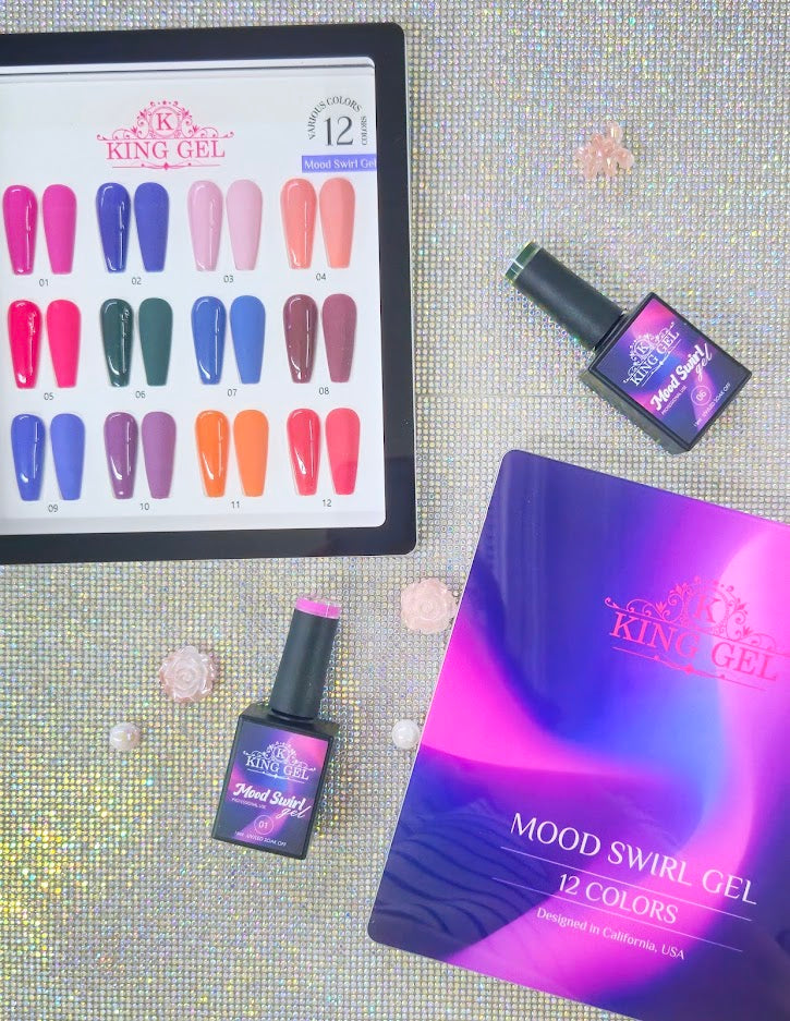 12 Colors Mood Swirl Gel Collection - KingGel Brand