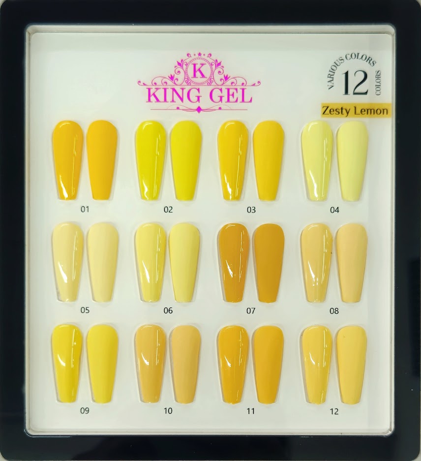 12 Colors Zesty Lemon Gel Collection - KingGel Brand