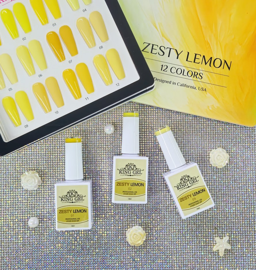 12 Colors Zesty Lemon Gel Collection - KingGel Brand