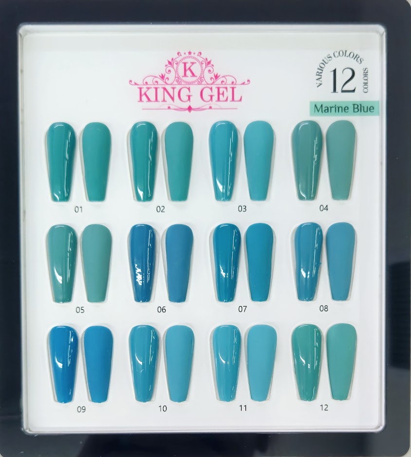 12 Colors Marine Blue Gel Collection - KingGel Brand