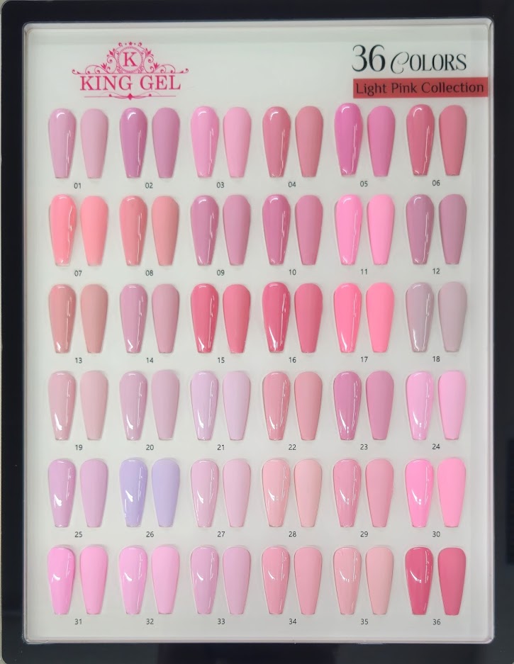 36 Colors Light Pink Gel Collection - KingGel Brand