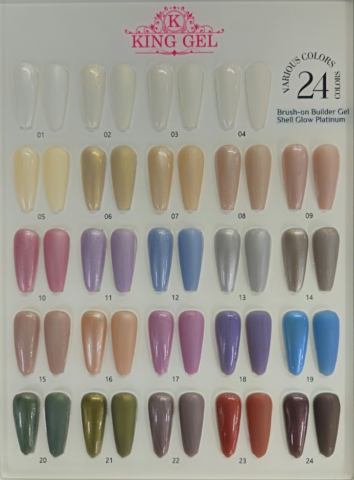 24 colors Brush On Builder Gel Shell Glow Platinum Collection - KingGel Brand