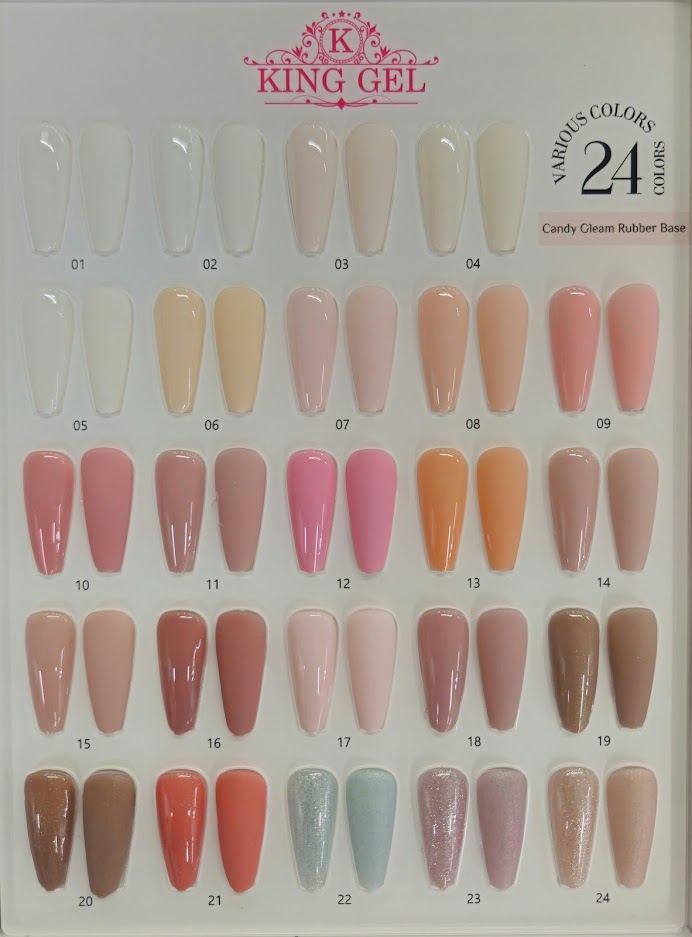 24 colors Candy Gleam Rubber Base Collection - KingGel Brand