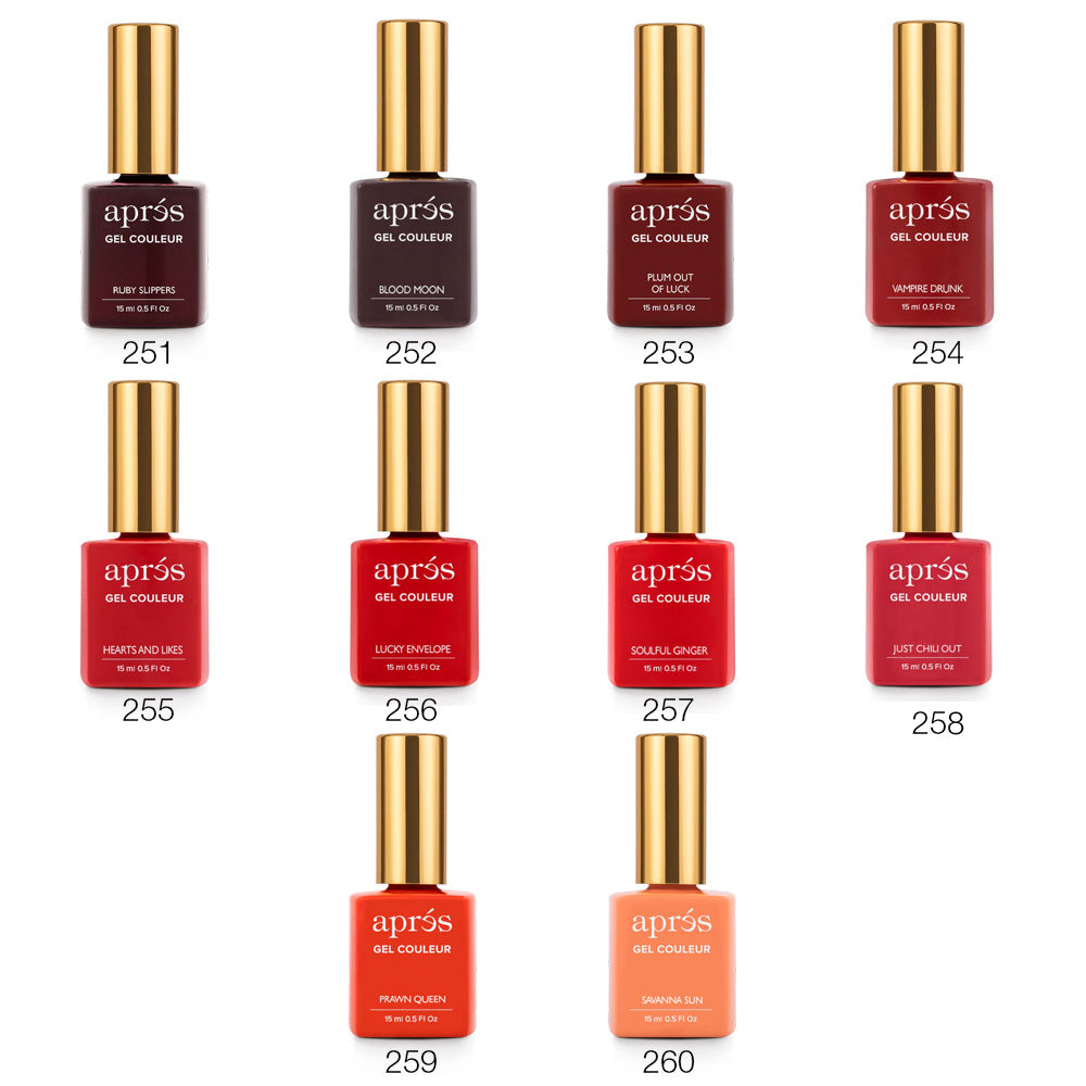 Apres - Gel Couleur (#251 - #260) - HEMA/TPO Free - Pack of 10 colors #251 - #260 at $14.50/pc