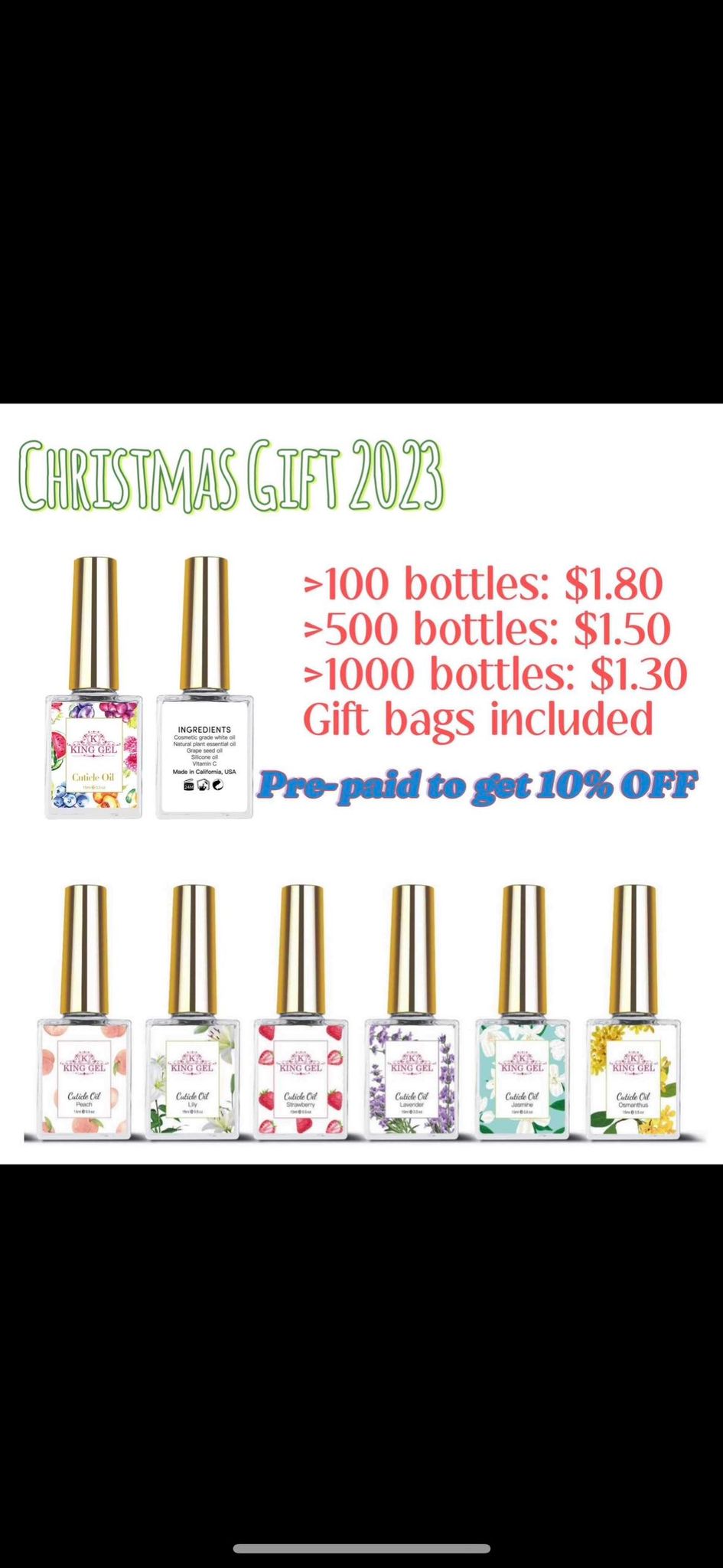 Cuticle Oil Christmas Gift (call us to pick scent)