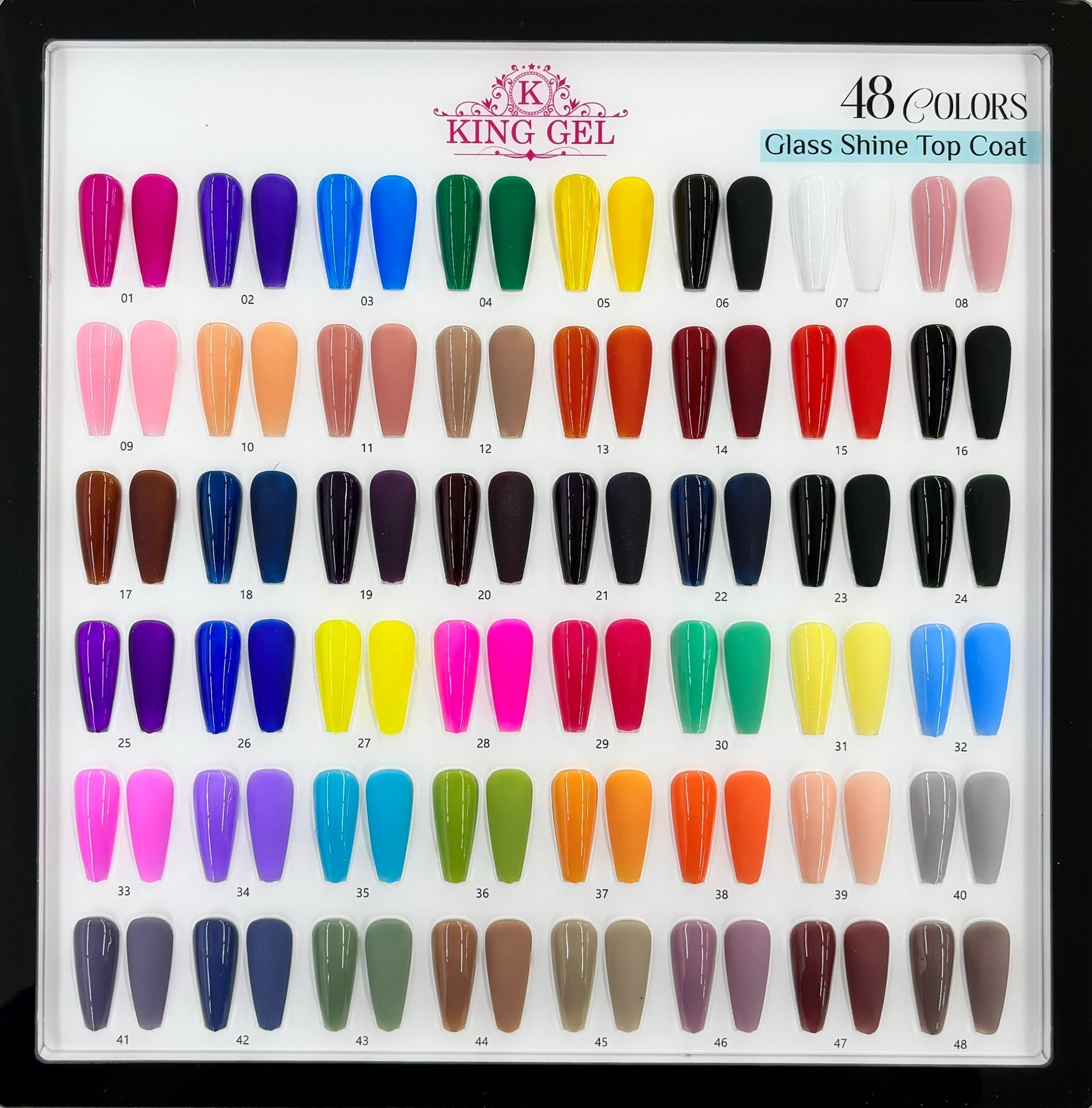 48 colors Glass Shine Top Coat Collection - KingGel