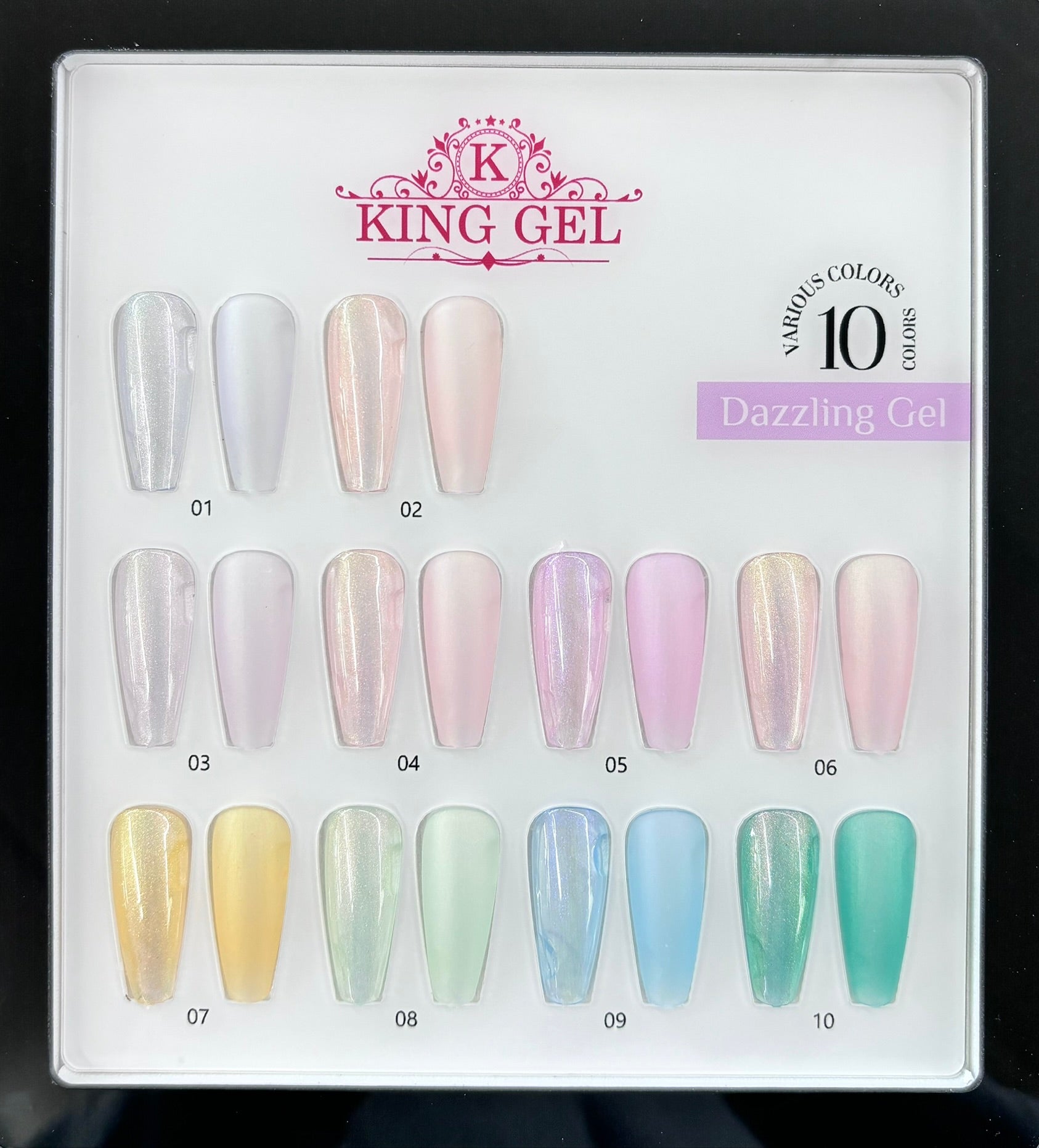 10 Colors Dazzling Gel Collection - KingGel Brand