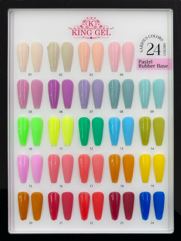 24 colors Pastel Rubber Base Collection - KingGel - Consistency similar to Builder Gel but not as thick