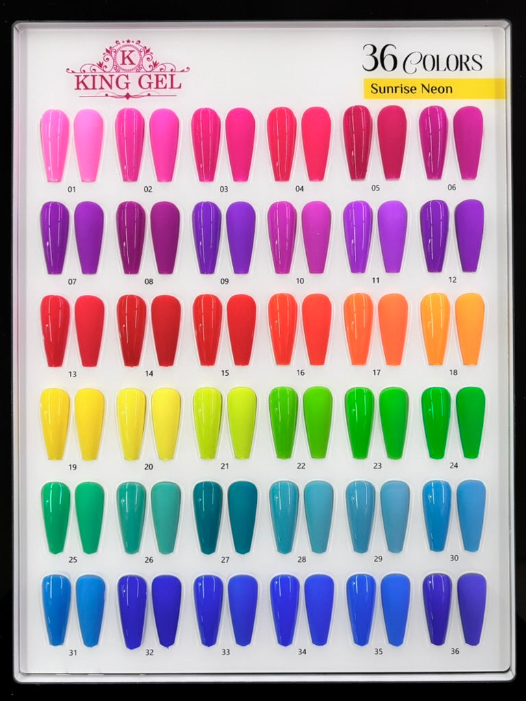 36 Colors Sunrise Neon Gel Collection - KingGel Brand