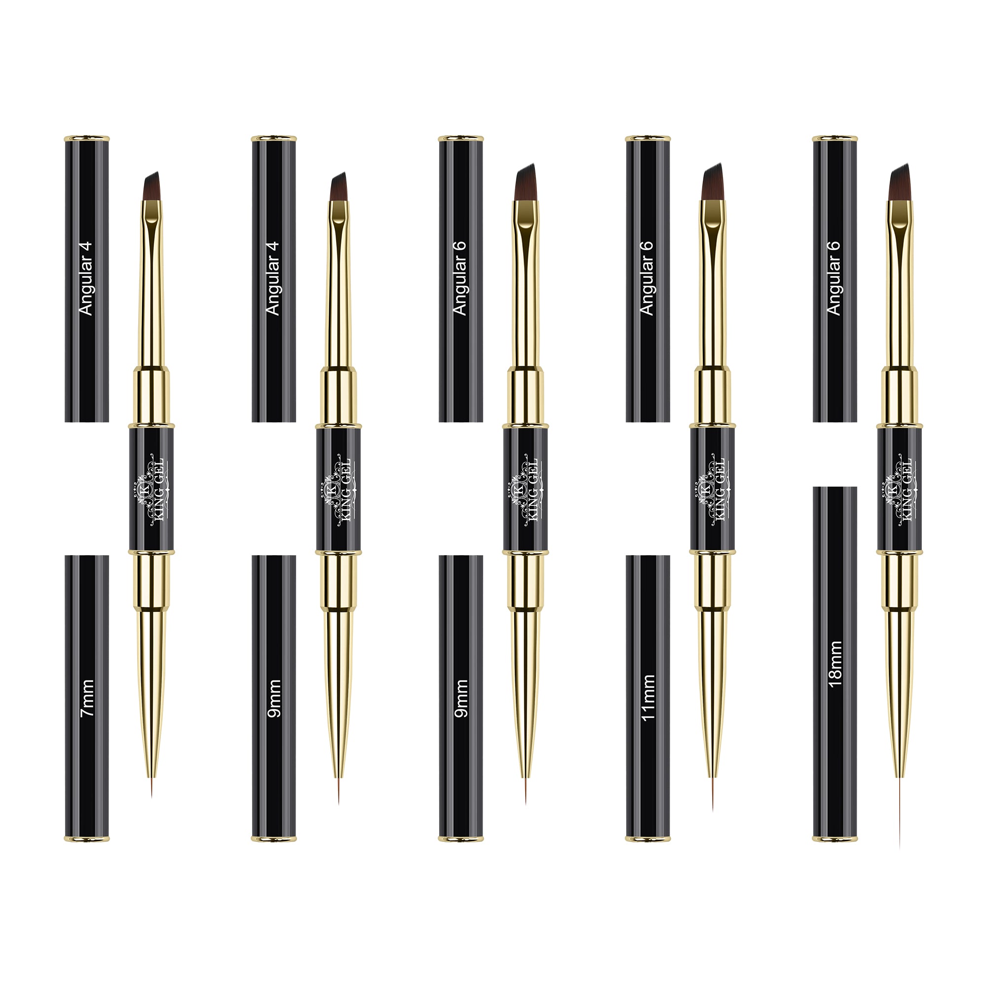 Brush for the Set - Set of 5 - Black / Gold Angular + Liner