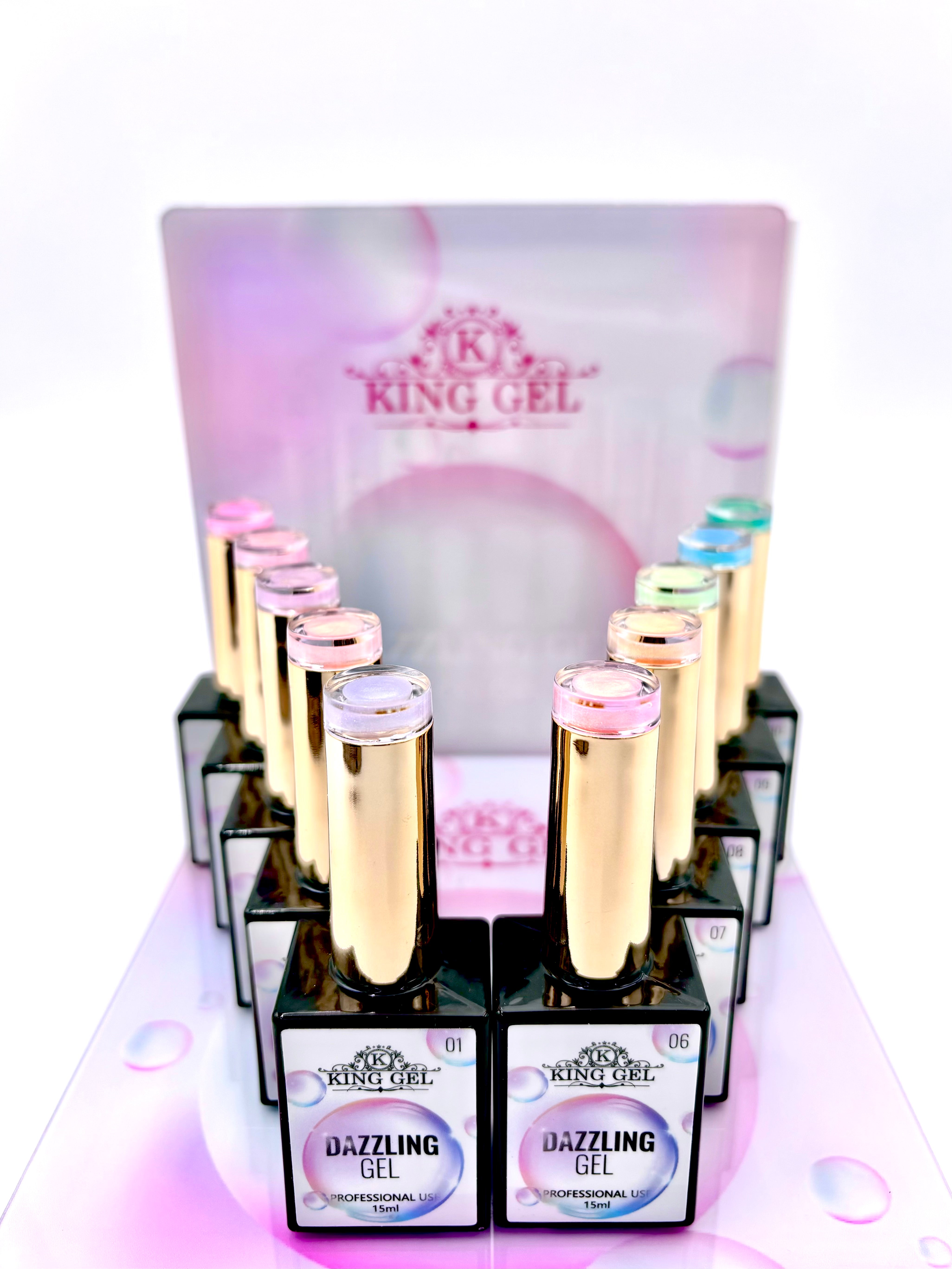 10 Colors Dazzling Gel Collection - KingGel Brand