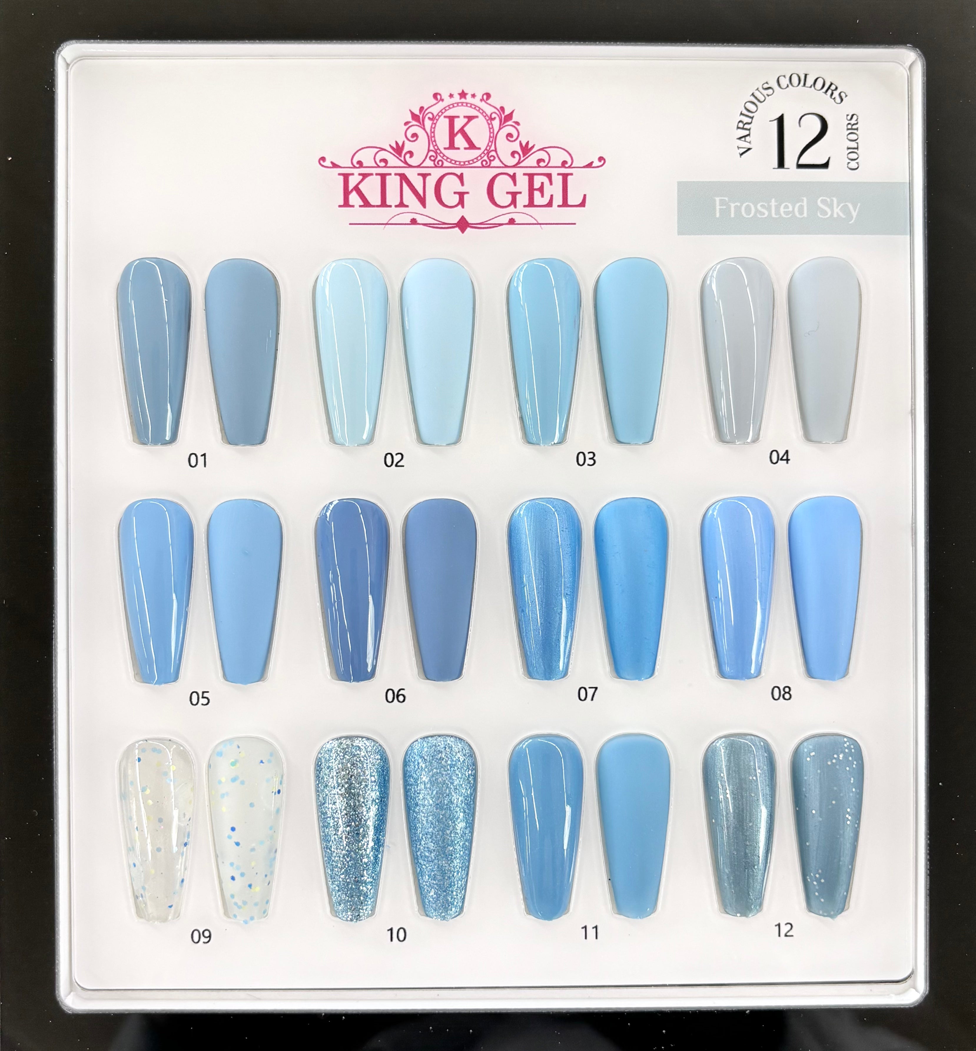 12 Colors Frosted Sky Gel Collection - KingGel Brand