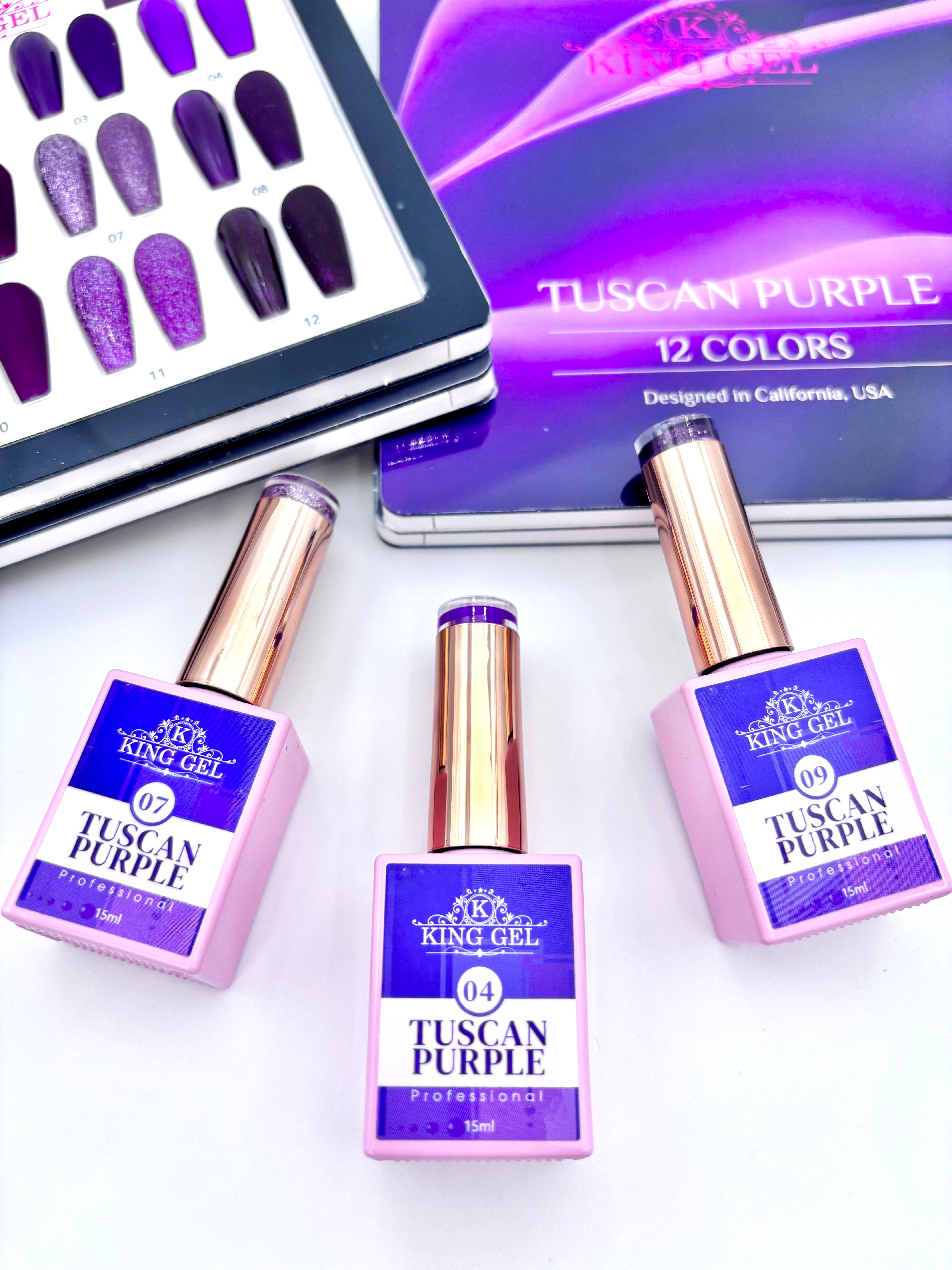 12 Gel Colors Tuscan Purple Collection - KingGel Brand