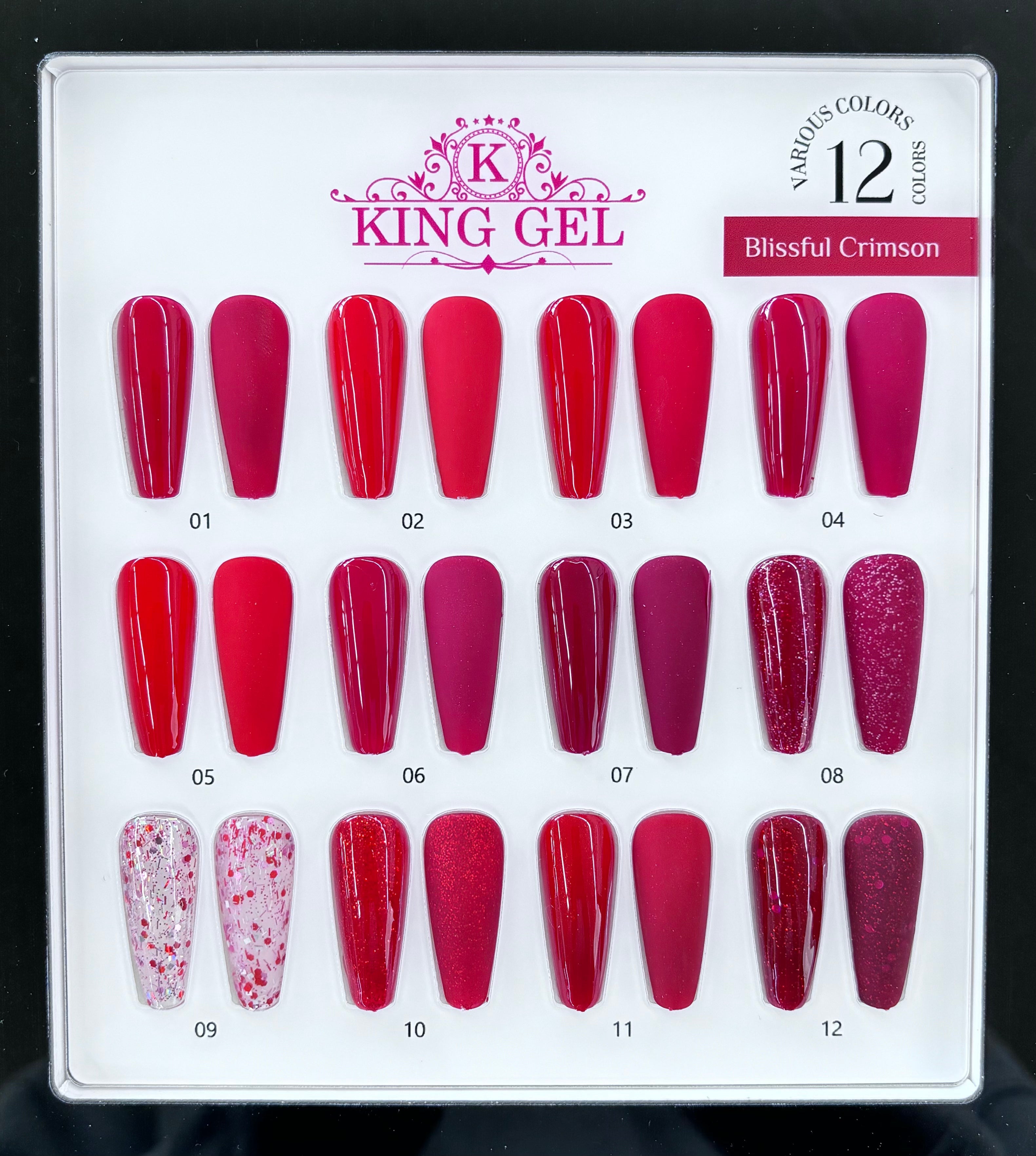 12 Colors Blissful Crimson Collection - KingGel Brand